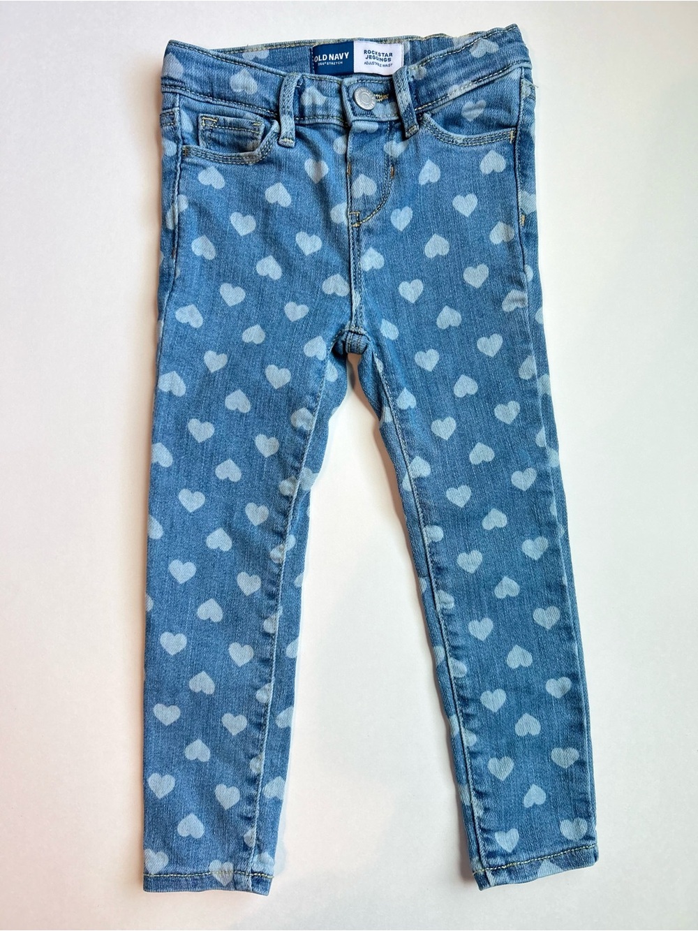 Old Navy Blue Heart-Print Girls' Stretch Denim Jeggings